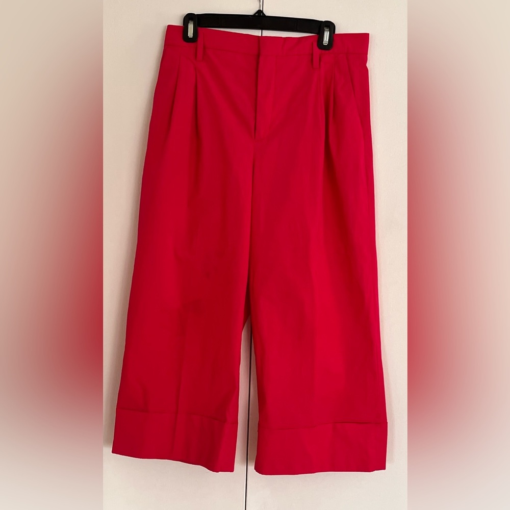Zara Women's Hot Pink Wide Leg Cropped Trousers